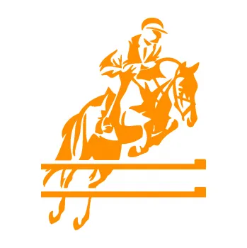 Samolepící dekorace Kůň 083 pravá skok přes překážku (06 - oranžová) SAMOLEPKA NA AUTO, NÁLEPKA, FÓLIE, POLEP, TUNING, VLASTNÍ TEXT, TISK, AUTOSAMOLEPKY.cz, POLEPY, OBRÁZEK, LOGO, 3D STICKERS