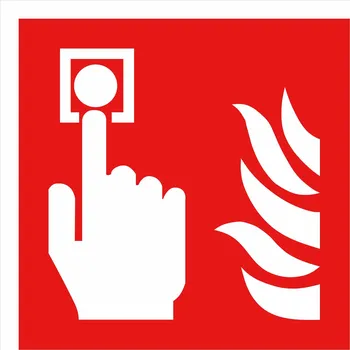 samolepka Tabulka – Požární hlásič, samolepicí plast, 20 × 20 cm