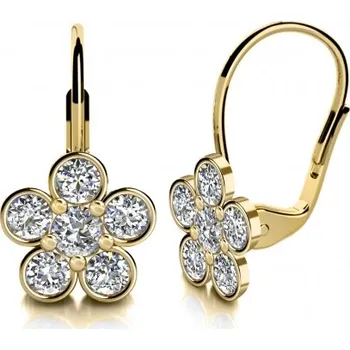 Náušnice Couple, Drobné květinové náušnice Briony II, žluté zlato se zirkony, 585-68-3-0331.0Z00.0.00.001.07