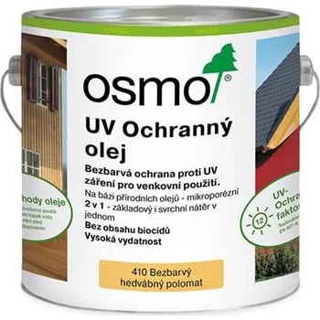 Olej na dřevo OSMO 410 UV ochranný olej bezbarvý 2,5 l
