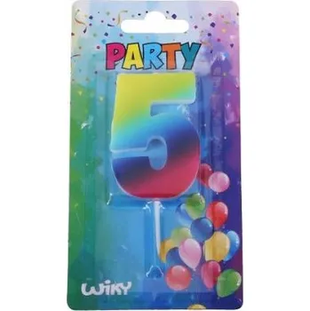 Dortová svíčka Párty svíčka číslo 5 Duha