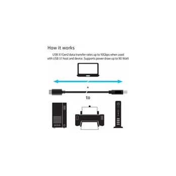 Kabel do PC Club3D Kabel USB 3.1 typ C Gen2 na USB typ B (M/M), 1m