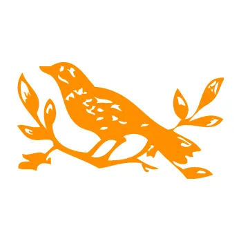 Samolepící dekorace Interiér 003 levá ptáček na větvičce (06 - oranžová) SAMOLEPKA NA AUTO, NÁLEPKA, FÓLIE, POLEP, TUNING, VLASTNÍ TEXT, TISK, AUTOSAMOLEPKY.cz, POLEPY, OBRÁZEK, LOGO, 3D STICKERS