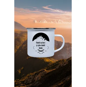 Termohrnek Plechový hrnek Chodit na hory Hrnek: Kovový hrnek 360ml - bílý