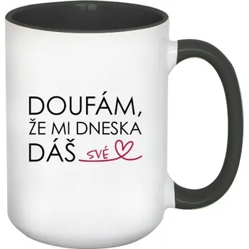 Hrnek velký barevný s potiskem Doufám, že mi dáš