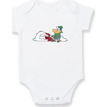 Kojenecký body Frézování sněhu kreslené - Body kojenecké s krátkým rukávem - Krátký r. 12-18 měs ( Bílá )