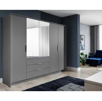 Šatní skříň Šatní skříň MALLE 255 grafit/zrcadlo