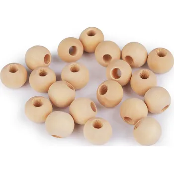 Korálek Dřevěné korálky nelakované Ø15 mm, barva přírodní sv.