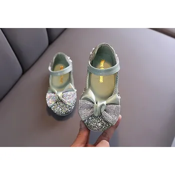 Dětská sportovní obuv Čína Plné střevíčky s mašlí a kamínky Barva: zelená, Velikost: 26 (16,4 cm)