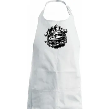 Kuchyňská zástěra Sněžný skútr Adventure - Dámská zástěra na vaření - Univerzální velikost ( Bílá )