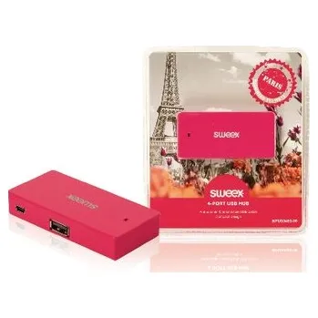 USB hub SWEEX USB rozbočovač Paris, 4 porty, fuchsiový (NPUS0480-09)