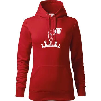 Dámská mikina Šachy - ruka - Mikina dámská Cape s kapucí - XS ( Červená )