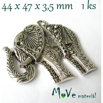 Přívěsek Přívěsek SLON 44x47x3,5mm, 1ks, starostříbro