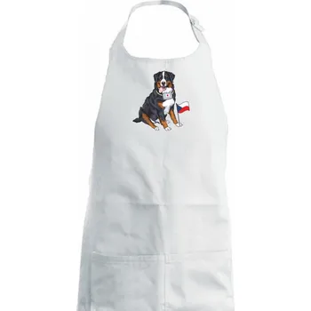 Kuchyňská zástěra Pes záchranář bernský salašnický - Dámská zástěra na vaření - Univerzální velikost ( Bílá )