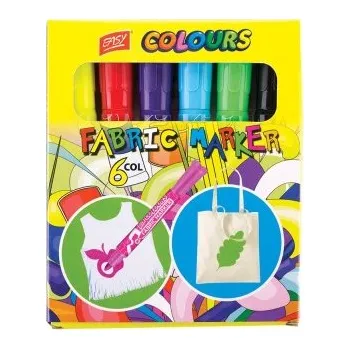 Popisovač na textil - sada 6 barev, fibrová koncovka 2 mm