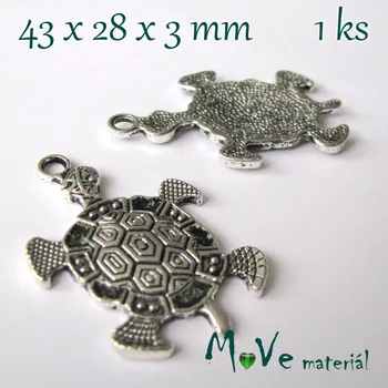 Přívěsek Přívěsek ŽELVA 43x28x3mm, 1ks, starostříbrná