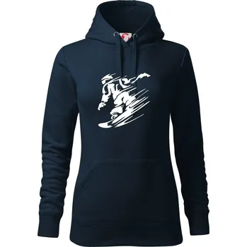 Dámská mikina Rychlý snowboardista - Mikina dámská Cape s kapucí - L ( Námořní modrá (velmi tmavá - téměř černá) )