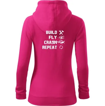 Dámská mikina Dron Build fly crash repeat - Dámská mikina trendy zipper s kapucí - 2XL ( Purpurová )