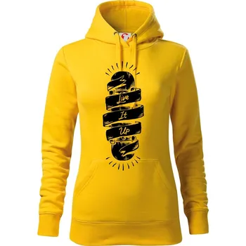 Dámská mikina Skate live if up - Mikina dámská Cape s kapucí - S ( Žlutá )