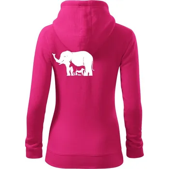 Dámská mikina Slon, pes, kočka - Dámská mikina trendy zipper s kapucí - XL ( Purpurová )