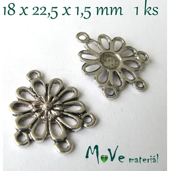 Ramínko Ramínko KVĚT 18x22,5x1,5mm, 1ks, starostříbrné