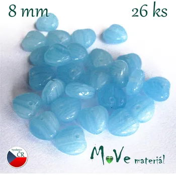 Dětské navlékací korálky Česká modrá srdíčka 8mm 26ks