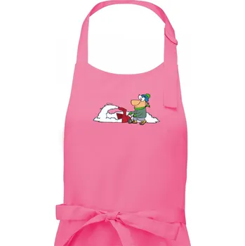 Kuchyňská zástěra Frézování sněhu kreslené - Dámská zástěra na vaření - Univerzální velikost ( Růžová )