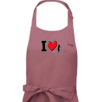 Kuchyňská zástěra I love slackline - Dámská zástěra na vaření - Univerzální velikost ( Starorůžová )