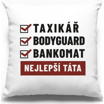 Dekorativní polštářek Polštářek pro tatínka Nejlepší táta, Barva Bílá, Velikost 40×40 cm, Canvas Polštářek Bezvatriko.cz 0501 -