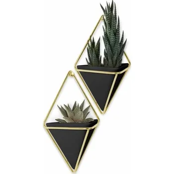 Nástěnná sada květináčů Umbra Trigg Small | černá mosazná