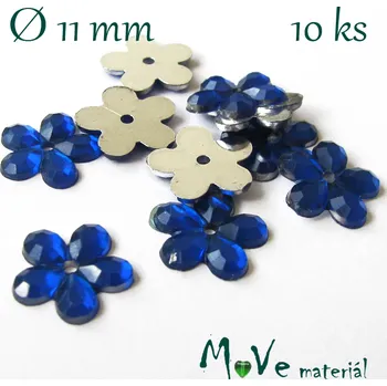 umělá květina Květina plast našívací 10 ks král. modrá