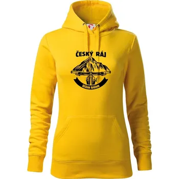 Dámská mikina Český ráj křížem krážem - Mikina dámská Cape s kapucí - XL ( Žlutá )