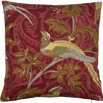 Dekorativní polštářek Vínový čtvercový polštář s ptáčky Paisley bird red - 45*45*10cm