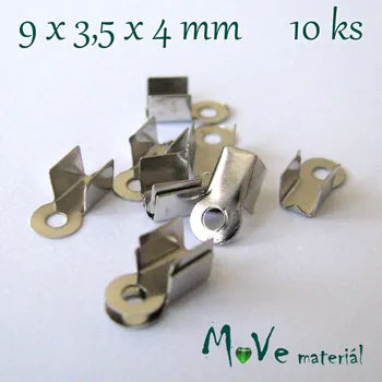 Koncovka na kůži 4x9mm plochá, 10ks, platina