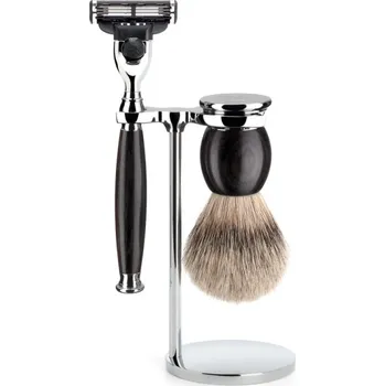 Mühle holící set Silvertip jezevec,Mach3, rukojeť dřevo Grenadill