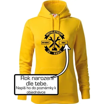 Dámská mikina instalatérem se rodíš - Mikina dámská Cape s kapucí - XL ( Žlutá )