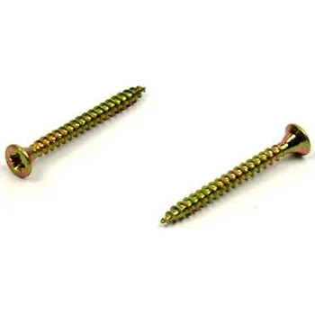 Vrut Univerzální vrut do dřeva 3,5x33 plný závit zinek žlutý (Vrut do dřeva, křížová drážka PZ, zápustná hlava)