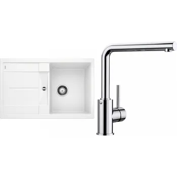 Granitový dřez Set Blanco 09-A 25 (dřez Metra 45 S Bílá + baterie Mila Chrom)