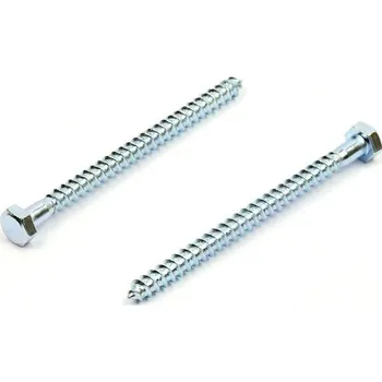 Vrut Podstavcový vrut do dřeva 5x70 zinek bílý, DIN 571 (Vrut se šestihrannou hlavou)