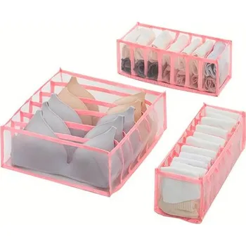 Úložný box Organizér spodního prádla do zásuvky, 3 typy Varianta: set 3 typů organizérů, Barva: Růžová