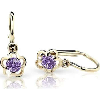 Náušnice Cutie Jewellery Dětské náušnice zlaté C1945Z-Fialová