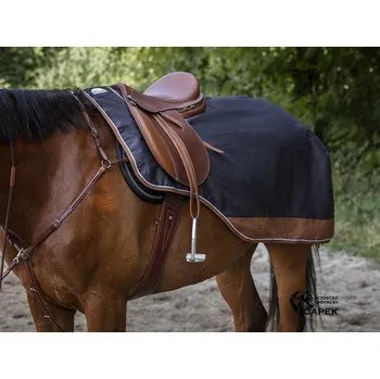 Deka pro koně Bederní deka Equi-Theme -TYREX 600D FLEECE- - Šedá/Hnědá - 165cm