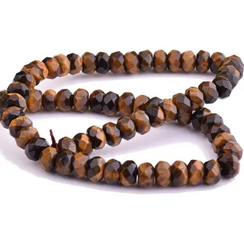 Dětské navlékací korálky Tygří oko fazetované 5x8mm