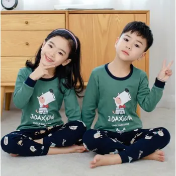 Dívčí pyžamo Čína Dětské pyžamo set tričko dlouhý rukáv a kalhoty Barva: 4 zeleno - modré pejsek, Velikost: 3-4T (100-110 cm)