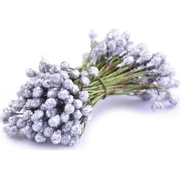 Květinové pestíky s glitry 4x7mm Barva: stříbrná AB