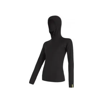 SENSOR MERINO DF dámské triko dl.rukáv s kapucí černá M; Černá triko + DÁREK DLE VÝBĚRU!