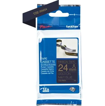 Pásek do tiskárny Páska Brother TZE-RN54, 24mm, zlatý tisk/tmavě modrý podklad