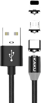 Datový kabel Kaku Magnetic 3in1 USB/Lightning/USB-C/Micro USB 1 m černý