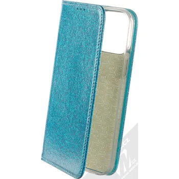 Pouzdro na mobilní telefon 1Mcz Shining Book třpytivé flipové pouzdro pro Apple iPhone 13 Pro Max modrá (blue)