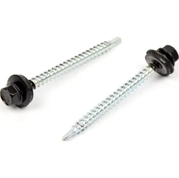 Šroub Střešní šroub s EPDM 4,8x60 RAL 9005 černá (Střešní - farmářský šroub s podložkou)